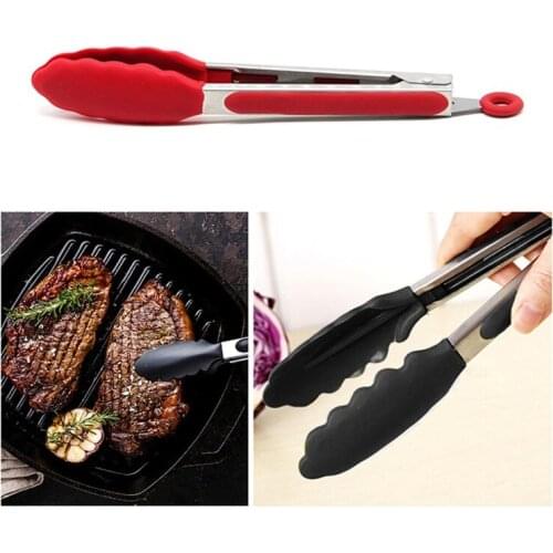 12 Inch Tongs Non Slip Handle Stainless Steel Fried Barbecue Clip Salad Bread Clamp Meat Food Clip Kitchen Tools