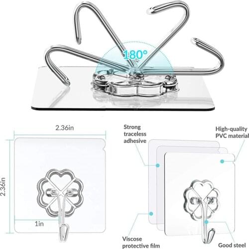 20Pcs Transparent Strong Self Adhesive Door Wall Hangers Hooks Suction Heavy Load Rack Cup Sucker for Kitchen Bathroom