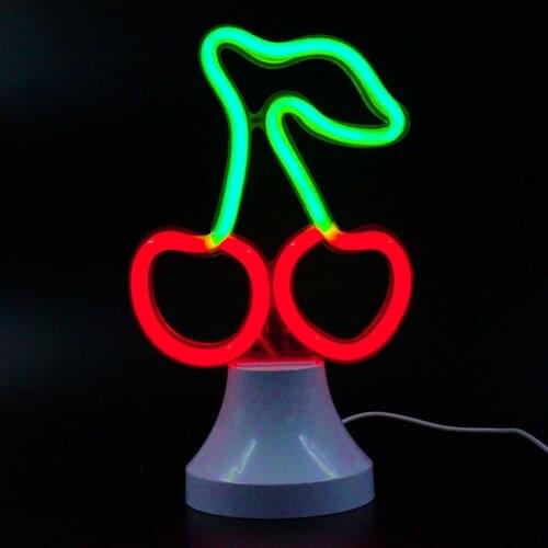 2020 Indoor Lighting cherry shape Led Neon night light with white separable arc base For Room Decoration Night Lights