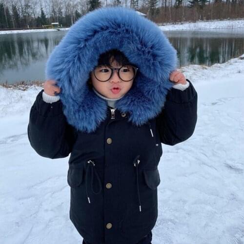 2021 Warm Hooded Baby Boy Jackets Windproof Girls Coat Faux Fur Children Outerwear Outdoor Sport Kids Snowsuit Teenager Clothes