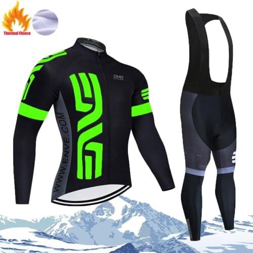 2021 Triathlon Winter Thermal Fleece Men Long Sleeve Cycling jersey Sets Clothing MTB Ropa Ciclismo Bike Clothes Bib Pants Set