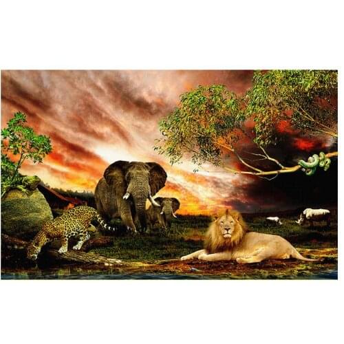3d wallpaper custom 3d wall murals Cartoon Wild animals on the grasslands high-definition TV setting wall papers home decor