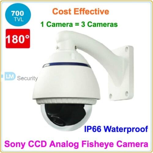 1/3" Sony Super HAD II CCD Analog 700TVL 180 Degree Fisheye Wide Angle Lens Outdoor CCTV Dome IP66 Waterproof Fisheye Camera
