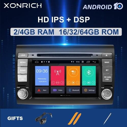 4GB+64GB DSP 2 Din Android 10 Car DVD Player For Fiat/Bravo 2007 2008 2009 2010 2011 2012 GPS Navigation Radio Stereo Carplay
