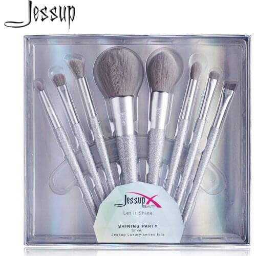 Jessup Shining Party Golden brush makeup brush Powder Blusher Eyeshadow Foundation brush Synthetic hair Gift box