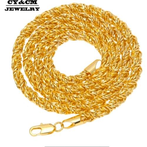 CY&CM 6.5mm Hip Hop Bling Gold Plating Foxtail Rope Chain Necklaces Unisex Solid Franco Chain 76cm Long Necklace Bar Nightclub