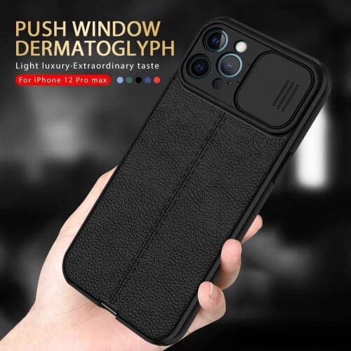 Afion 13 case silde window lychee patten leather texture soft silicone shockproof coque for apple iphone 13 pro max mini fundas