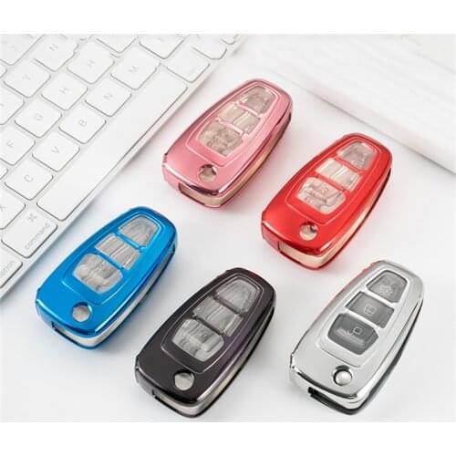 3 Button Soft TPU Car Flip Remote Key Fob Shell Cover Case For Ford Ranger C-Max S-Max Focus Galaxy Mondeo Transit Tourneo Chain