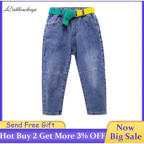 Girls Jeans 2020 Spring Autumn Warmed Fashion Elastic Waist Pants Kids Skinny Jeans Teens Pencil Pants Casual Trousers 2-13 Year