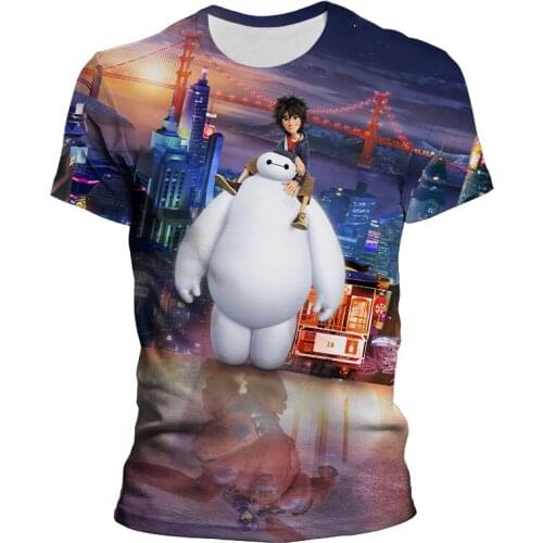 Big Hero 6 Boy Girl Kids Short Sleeve T-shirts Summer Cartoon Anime Clothes For Men Disney Movie 3D Print Women Tee Shirts