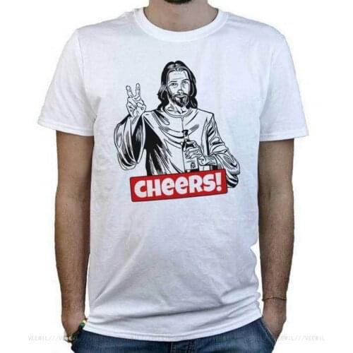 T-Shirt Cheers Jesus Maglietta Divertente Gesù Con Bottiglia Brindisi Cin Cotton Tee Shirt 20th 30th 40th 132th Birthday