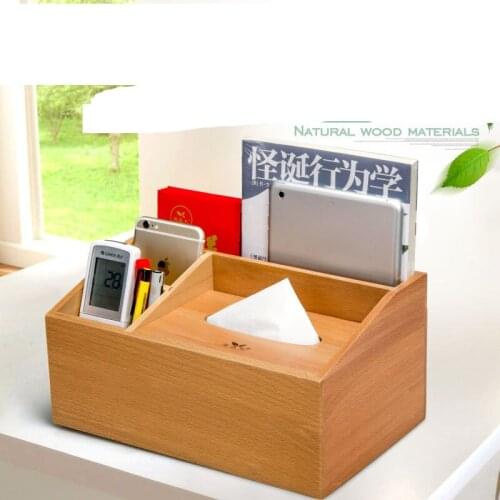 Exquisite pastoral home tissue box Brief Multifunction wood storage box remote control Phone Storage box