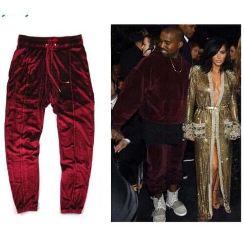 Kanye 2021 Men Velour Jogger Pant Hommes Velours Sweatpants Velours Jogging Mens Hooded Velvet Trousers Tops Tracksuit Pants