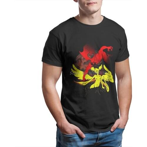 Cool Black TShirt Devilman Crybaby Akira Fudo Ryo Amon Anime Homme T-Shirt Tees Pure Cotton Oversized Short Sleeve