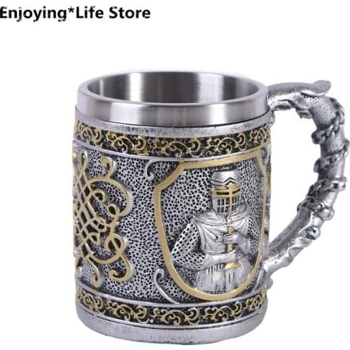 Coffee Mugs Creative Resin Skull Beer Stainless Steel Cup Halloween Bar Wine Cup Home Tea Cup