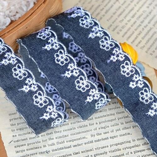 Lace accessories The white embroidered denim edge 2.5 cm wide