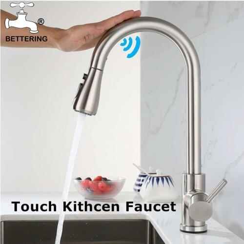 Bettering Faucet Kitchen Torneira Sensor Touch Tap Pull Out Automatic Water Tap Sensor Kitchen Sink Faucet Stream Deck Mount