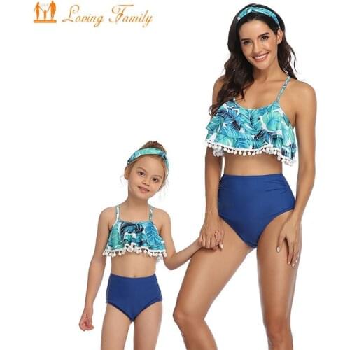 Mother Daughter Kids Swimsuit Bikini Bathing Suit Father Son Beach Shorts Summer Family Matching Outfits Swimwear Men Boy Clothe