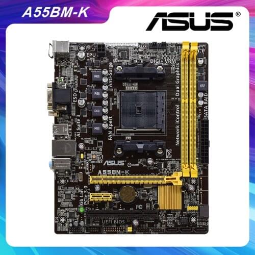 Desktop Used Motherboard For ASUS A55BM-K Socket FM2+ A55 M ATX pc motherboard DDR3 AMD DVI