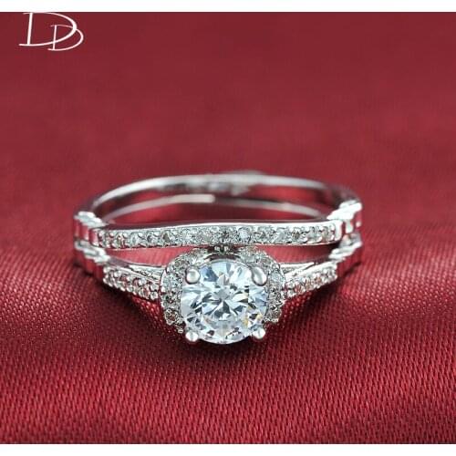 DODO Chic Women Ring Sets Delicate Pattern Side AAA Zircon Fine Jewelry silvery Bague Female Wedding Rings Dd167