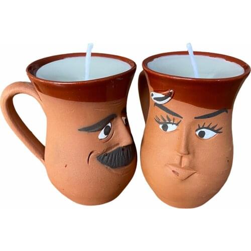 Crock Cup Candle Set, Decorative Designed Handmade, Candle Accessory, Decoration, Decor, Bath, House, Case, Gift, Witch Product