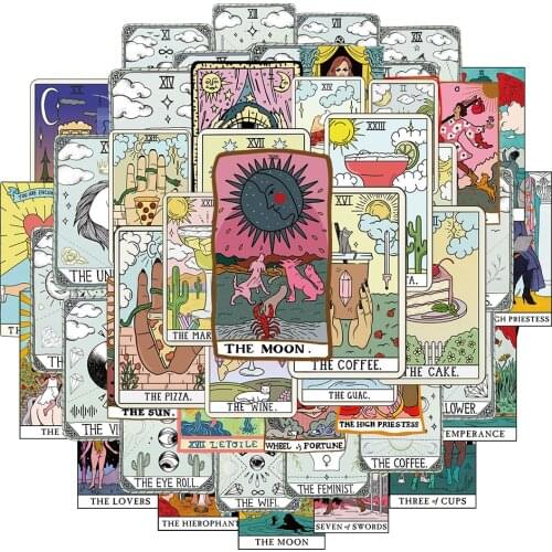 10/50PCS Tarot Card Graffiti Stickers Divination Stickers for Luggage Laptop Refrigerator Motorcycle Skateboard Pegatinas
