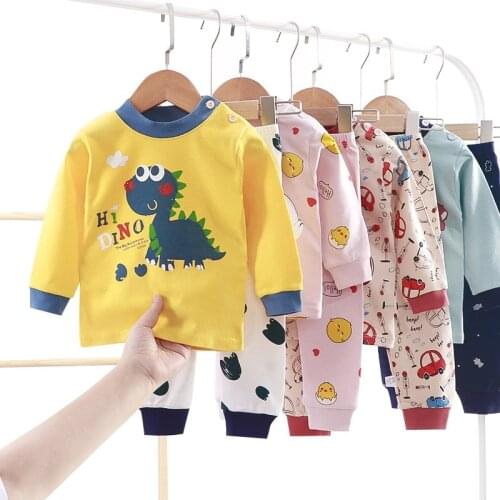 2021 New Winter Childrens Underwear Set Pure Cotton Pajamas Baby Long Underwear Long Johns Baby Boys Home Wear Baby Clothes