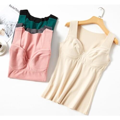 New Winter Sleeveless Thin De velvet Base Warm Womens Underwear Underwear Poly-chest Vest Set QY004