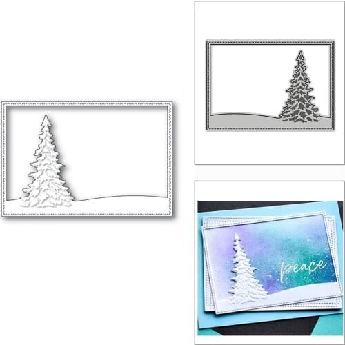 New Christmas Single Pine Landscape Frame 2020 Metal Cutting Dies for DIY Scrapbooking Decor and Card Making Embossing No Stamps