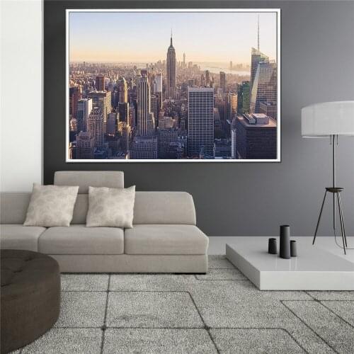 New York Skyscrapers Posters and Prints Canvas Cityscape Wall Art Pictures Home Decoration Maison Night Building Wall Painting