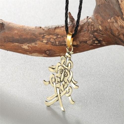 QIAMNI Creative Viking Odin 's Symbol Mask Amulet Pendant Necklace Scandinavian Norse Slavic Men Punk Rope Choker Jewelry Gift