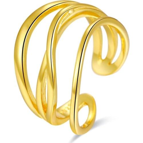 Authentic S925 Sterling Silver Open Ring Irregular all-matched lines Dancing Party Accessories Match Black Dress Girl Gift