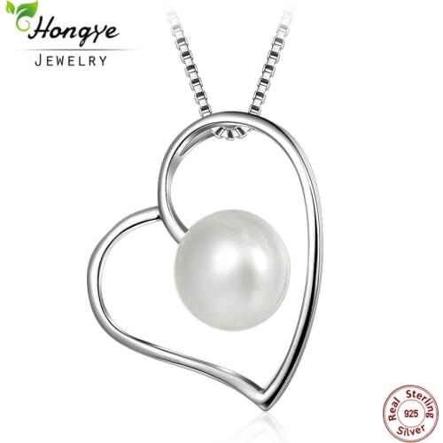 Hongye New Design r Pendants Pearl Necklace White Natural Freshwater Pearl with 925 Sterling Silver for Women Gift Party Jewelry