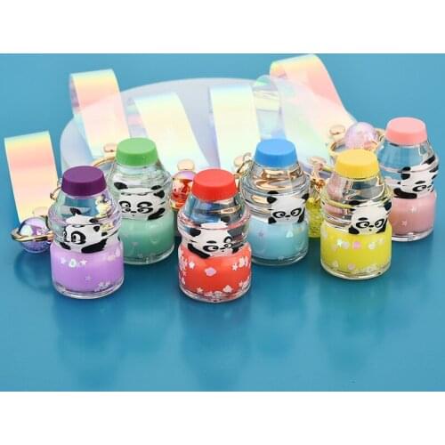 Panda Liquid Keychain Glitter Quicksand Acrylic Keyring Backpack Trinket Couples Women Men Key Chain Gift