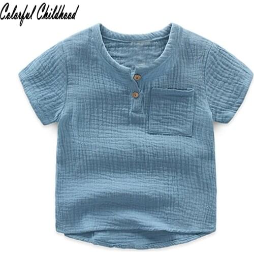 Baby Boys Shirts Cotton/Linen Boy t Shirt Short Sleeve School Shirts For Boys Childrens daily outwear 2-10Yrs