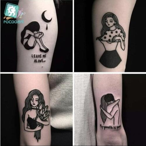 Rocooart Sexy Tattoo Mask Veil Woman Taty Old School Fake Tattoo Body Art Temporary Tattoo Sticker For Female Tatuajes Tatuagem