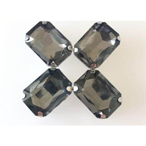 Gray Rectangular flatback Silver claw loose rhinestones,sew on stone used for DIY Clothing shoes bag