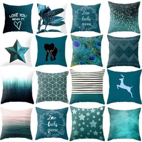 Teal Blue Cushion Cover Ins Style Cushion Case Home Decorative Lumbar Pillow Cover Sofa Car Pillowcase Decor Friends Gift Favor