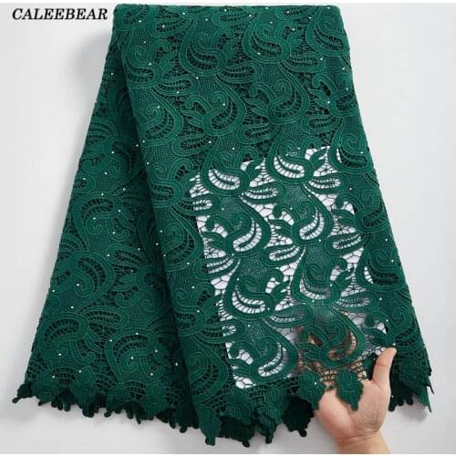 Green French Cord Lace Fabric 2021 High Quality Nigerian Cord Lace Fabrics With Rhinestones African Lace Fabric For Party S2413