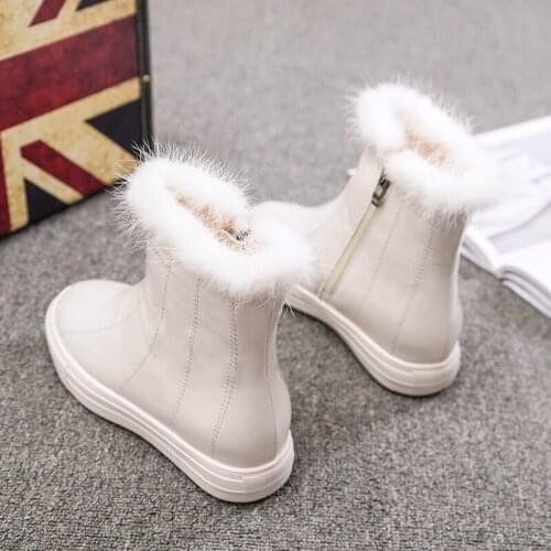 Winter Ladies Patent Leather Fleece Lining Snow Boots Women Fur Round Toe Flats Ankle Boots Warm Casual Shoes Streetwear Boots