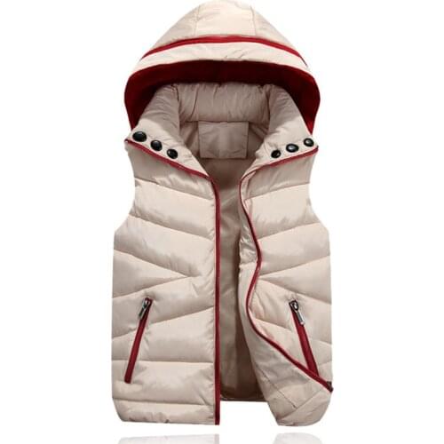 New 2020 Autumn Winter Vest Waistcoat Women Hooded Sleeveless Down Cotton Jacket Thick Warm Padded Vests Parkas Couple outfit