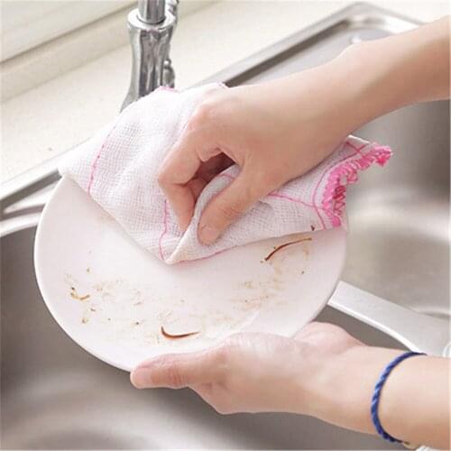 1PC 30CM*35CM Kitchen Dish Towels Restaurant Rag Square Cleaning Cloth Cotton Scouring Pad Kitchen Clean Tool 50gC