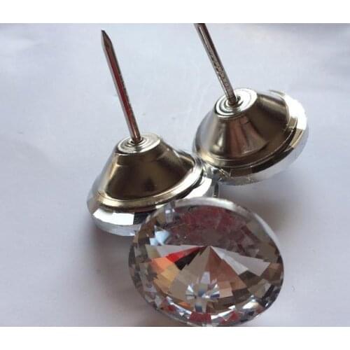 1000pcs/lot 30mm Glass buttons with nails Upholstery Nail Stud Sofa Bed Headboard Decor Pointy Top Satellite Prong Button