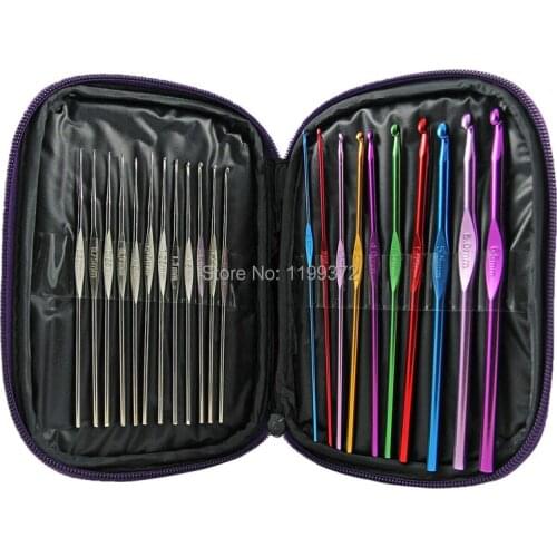 120set/lot 22pcs/set Aluminum Crochet Hooks Needles Hook Needle Knit Weave Stitches Knitting Craft Case Kit DHL FEDEX Free ship