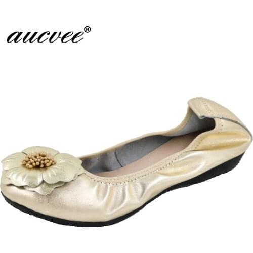 2021 Fashion Brand Women Shoes Comfort Round Toe Leather Ballerina Foldable Ballet Flats Portable Travel Flats Pocket Shoes