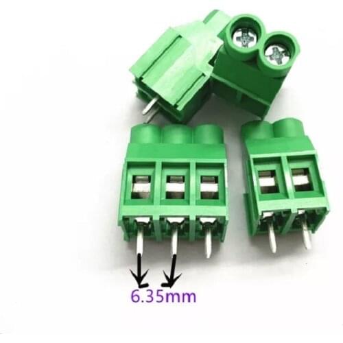 5pcs Screw Type Wiring Terminal Wire Connector Pitch 6.35mm/2p/3p Kf635 High Current 30a