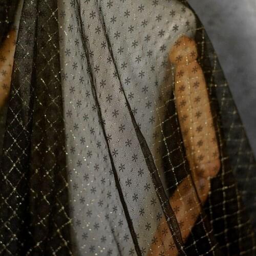 50x150cm Black White Gold Silk Mesh Lace Fabric DIY Girls'Tulle Dress Skirt Clothing Wedding Party Decorative Sewing Fabric