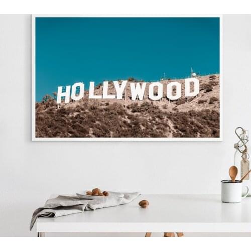 Hollywood Sign Print Beauty Landscape of Hollywood USA movie Base Poster Wall Art Canvas Painting Picture Living Room Home Decor
