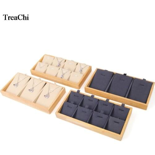 Bamboo Necklace Hanging Tray Storage Rack Jewelry Display Organizer Counter Display Bead Storage Containers