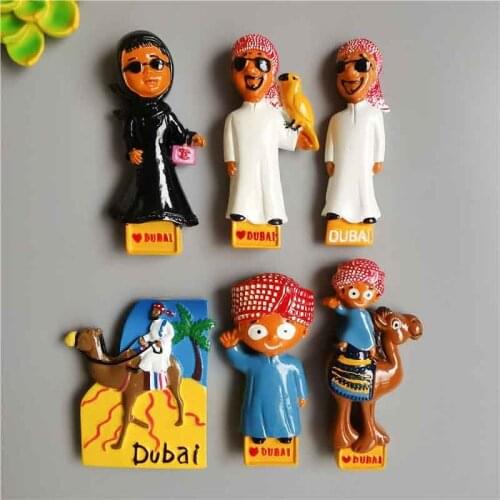 Middle East Dubai Fridge Magnets Tourist Souvenirs Cute Saudi Arabia Family Refrigerator Decor Magnet Stickers Home Decoration